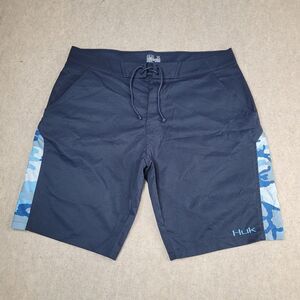 HUK Fishing Board Shorts Mens Size 36 (actual 40") Blue 11" Inseam Drawstring